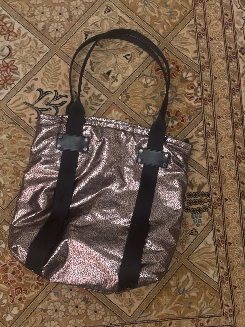 Kenneth Cole Reaction Metallic Rose Tote with Black Straps